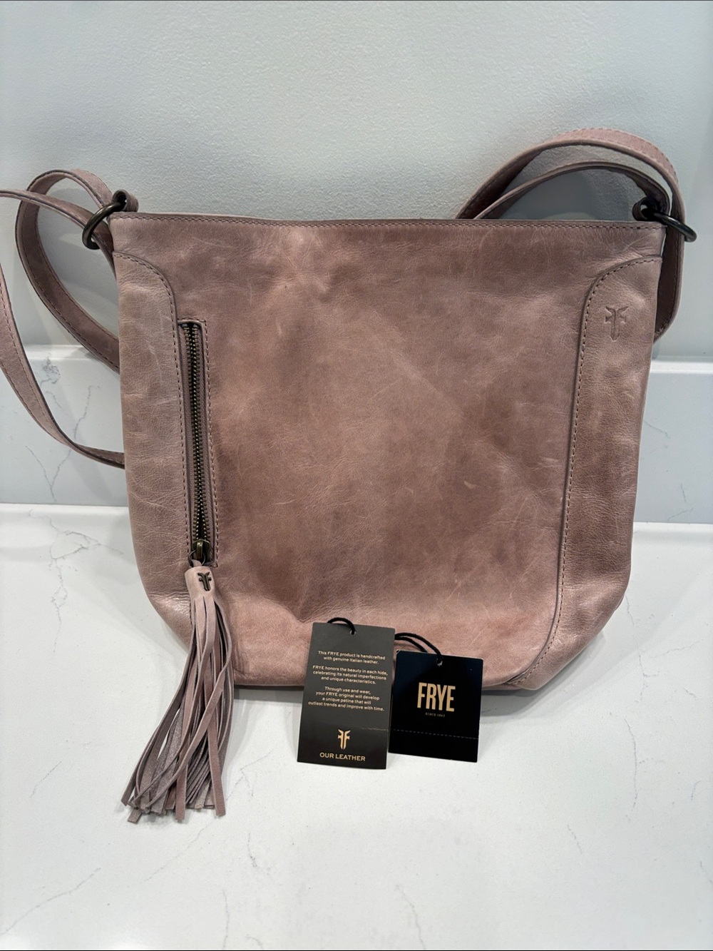 Frye Leather Crossbody Bag in Dusty  Taupe